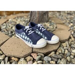 UGG Australia Evera 1888 Suede Sherpa-Lined Sneaker Pull-On in Blue Argyle